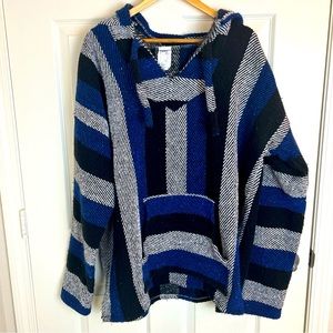 Striped Hooded Rug Poncho